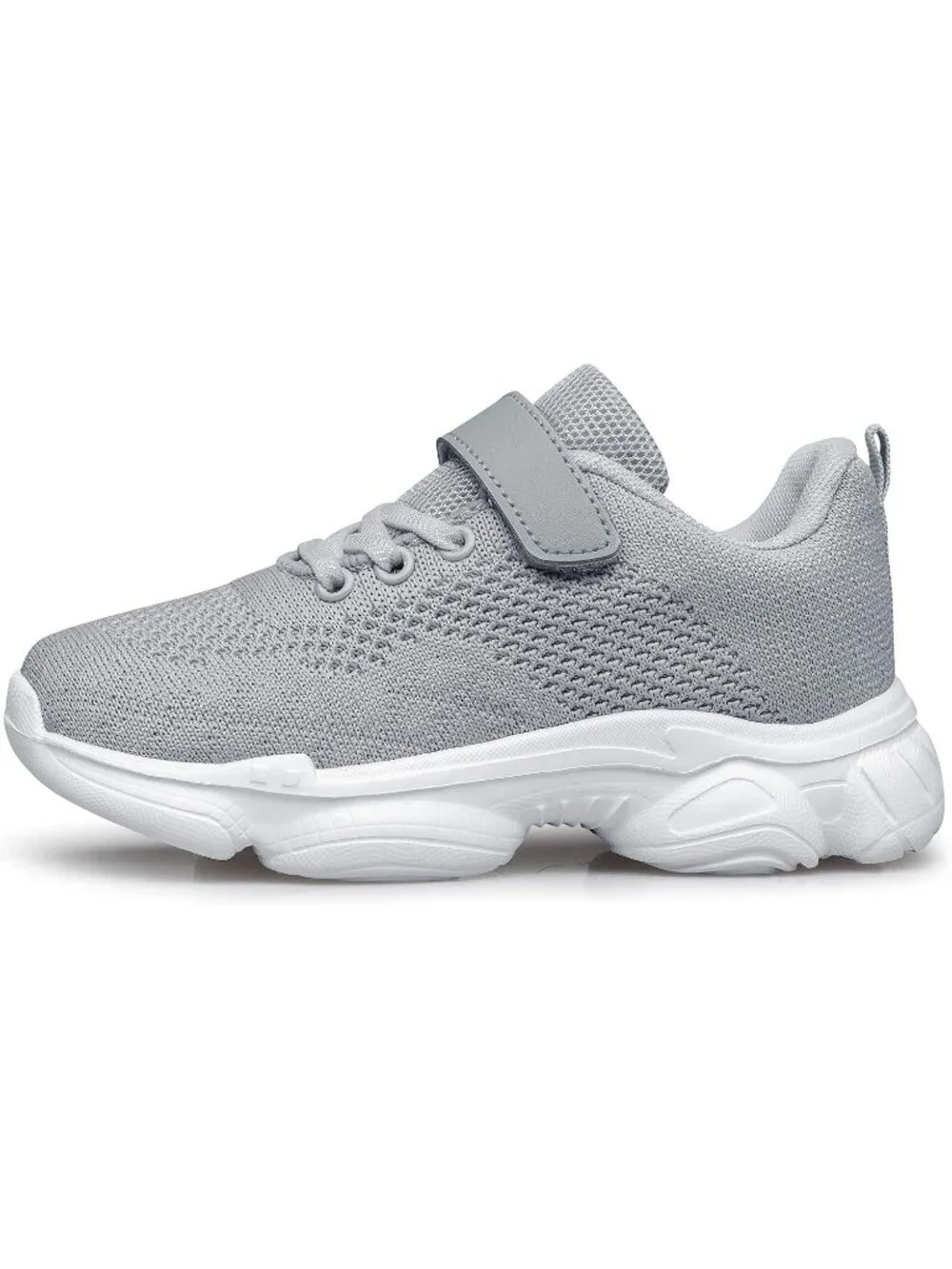 Kids Grey Mesh Shoes Toddler Boys Girls Running Sports Strap Breathable Sneakers